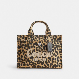 Coach Cargo Tote Bag With Leopard Print Silver/Leopard | COH865102