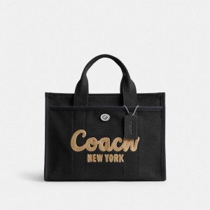 Coach Cargo Tote Canvas/Silver/Black | COH865104