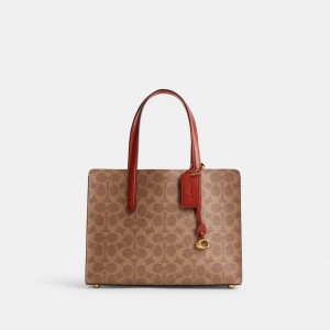 Coach Carter Carryall Bag 28 In Signature Canvas Coated Canvas/Brass/Tan/Rust | COH865093