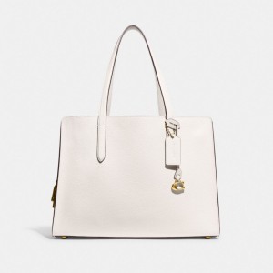 Coach Carter Carryall Bag Refined Pebble Leather/Brass/Chalk | COH865028