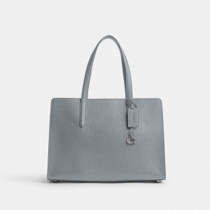 Coach Carter Carryall Bag Refined Pebble Leather/Silver/Grey Blue | COH865053