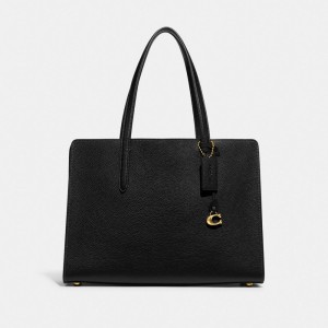 Coach Carter Carryall Bag Refined Pebble Leather/Brass/Black | COH865098