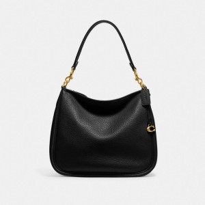 Coach Cary Shoulder Bag Pebble Leather/Brass/Black | COH864839