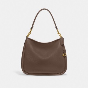 Coach Cary Shoulder Bag Pebble Leather/Brass/Dark Stone | COH864750