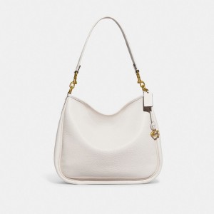 Coach Cary Shoulder Bag Pebble Leather/Brass/Chalk | COH864781