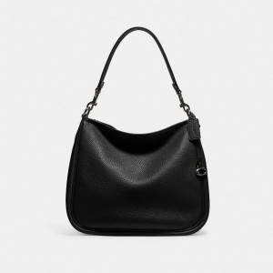 Coach Cary Shoulder Bag Pebble Leather/Pewter/Black | COH864971