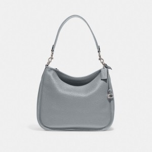 Coach Cary Shoulder Bag Pebble Leather/Silver/Grey Blue | COH864733