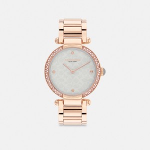 Coach Cary Watch, 34 Mm Rose Gold/Light Blue | COH866278