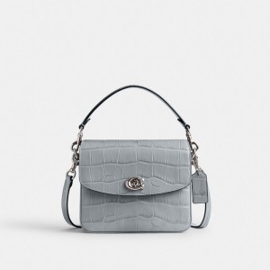 Coach Cassie Crossbody Bag 19 Croc Embossed Leather/Silver/Grey Blue | COH864929