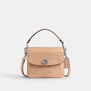 Coach Cassie Crossbody Bag 19 Croc Embossed Leather/Silver/Buff | COH865230