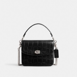 Coach Cassie Crossbody Bag 19 Croc Embossed Leather/Silver/Black | COH865277