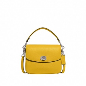 Coach Cassie Crossbody Bag 19 Refined Pebble Leather/Silver/Canary | COH865395