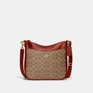 Coach Chaise Crossbody Bag In Signature Canvas Brass/Tan/Rust | COH865330