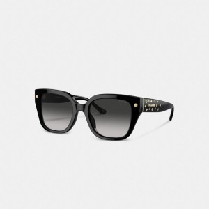 Coach Charms Oversized Square Sunglasses Black | COH866351
