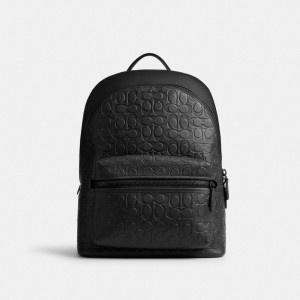 Coach Charter Backpack In Signature Leather Black | COH865473