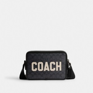 Coach Charter Crossbody Bag 24 In Signature Canvas With Graphic Signature Coated Canvas/Leather/Charcoal Multi | COH866606