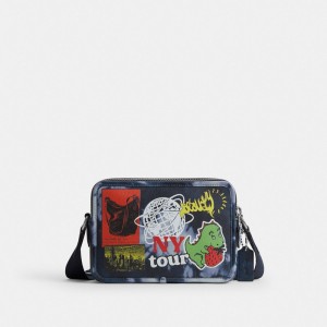 Coach Charter Crossbody Bag 24 With Tie Dye Print Midnight Navy Multi | COH866619