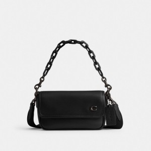 Coach Charter Flap Crossbody 18 Black | COH866609