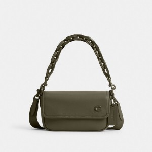 Coach Charter Flap Crossbody 18 Glovetanned Leather/Army Green | COH866611