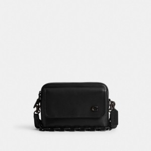 Coach Charter Flap Crossbody 24 Black | COH866613