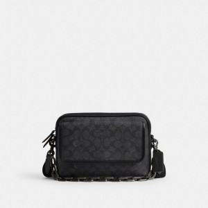 Coach Charter Flap Crossbody 24 In Signature Canvas Charcoal | COH866612
