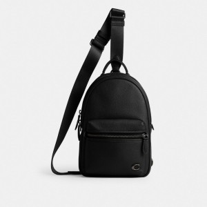 Coach Charter Pack Polished Pebble Leather/Black | COH866511