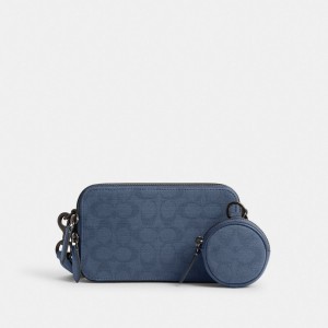 Coach Charter Slim Crossbody In Signature Canvas Jacquard Washed Chambray | COH866566
