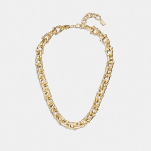Coach Chunky Signature Chain Link Necklace Gold | COH866160