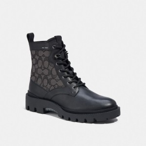 Coach Citysole Lace Up Boot In Signature Jacquard Black | COH866853
