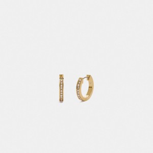 Coach Classic Crystal Pearl Huggie Earrings Gold | COH866094