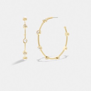 Coach Classic Pearl Large Hoop Earrings Gold/Pearl | COH866096