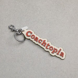 Coach Coachtopia Bag Charm In Coachtopia Leather Deep Orange/Twilight Multi | COH866433