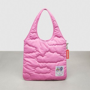 Coach Coachtopia Loop Flat Tote With Cloud Quilting Bright Magenta | COH866625