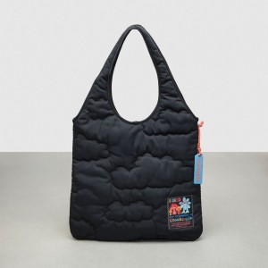Coach Coachtopia Loop Flat Tote With Cloud Quilting Black | COH866660
