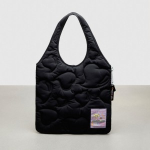 Coach Coachtopia Loop Quilted Heart Flat Tote Black | COH866643