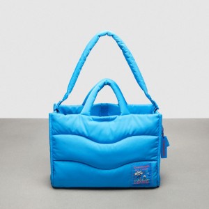 Coach Coachtopia Loop Tote With Wavy Quilting Surf Blue | COH866620