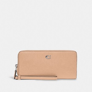 Coach Continental Wallet Crossgrain Leather/Silver/Buff | COH865628