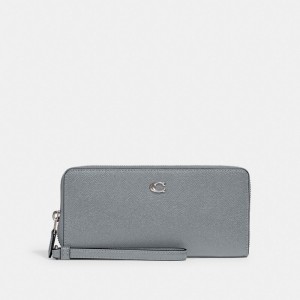 Coach Continental Wallet Crossgrain Leather/Silver/Grey Blue | COH865635