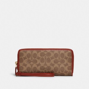 Coach Continental Wallet In Signature Canvas Signature Coated Canvas/Brass/Tan/Rust | COH865514