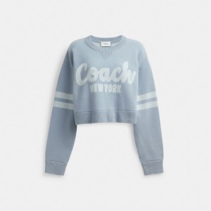 Coach Cropped Sweater Blue | COH865947