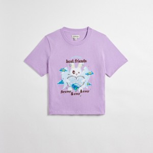 Coach Cropped Tee: Best Friends Bunny Purple Multi | COH865971