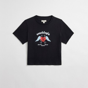 Coach Cropped Tee: Floating Heart Black | COH865973
