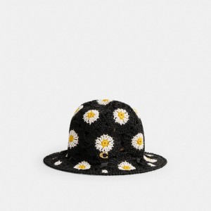 Coach Daisy Crochet Bucket Hat Black/Chalk | COH866416