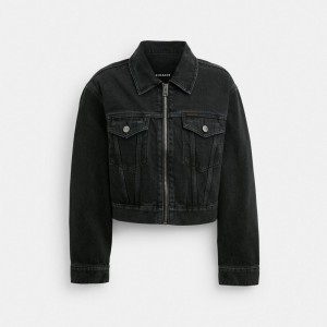 Coach Denim Crop Jacket In Organic Cotton Black | COH865921