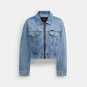 Coach Denim Crop Jacket In Organic Cotton Blue | COH865942
