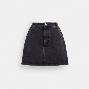 Coach Denim Skirt In Organic Cotton Black | COH866036