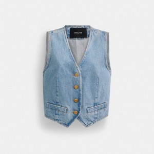 Coach Denim Vest In Organic Cotton Blue | COH865987