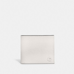 Coach Double Billfold Wallet Polished Pebble Leather/Chalk | COH866699