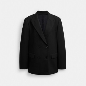 Coach Double Breasted Blazer Black | COH865933