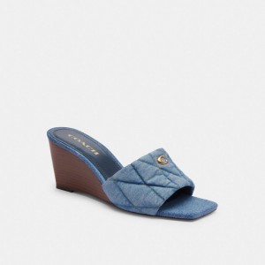 Coach Emma Wedge With Quilting Indigo Denim | COH865752